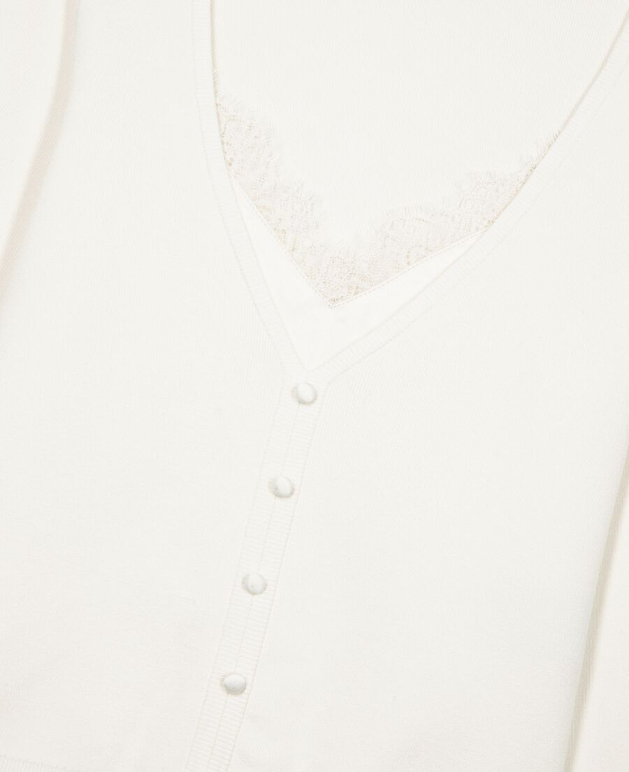 The Kooples F LIGHT BEIGE trompe l'oeil effect sweater with ecru lace