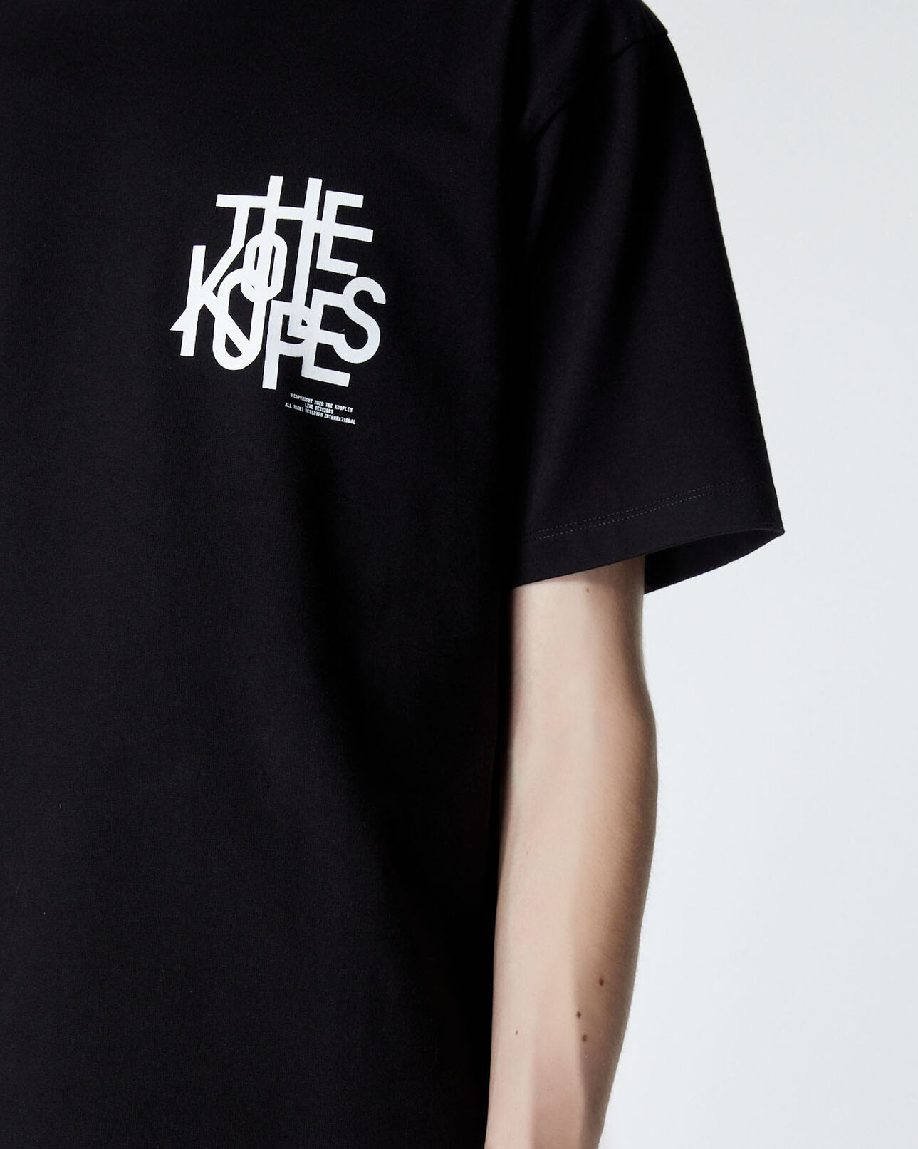 The Kooples MEN BLACK cotton black t-shirt with logo tangled up