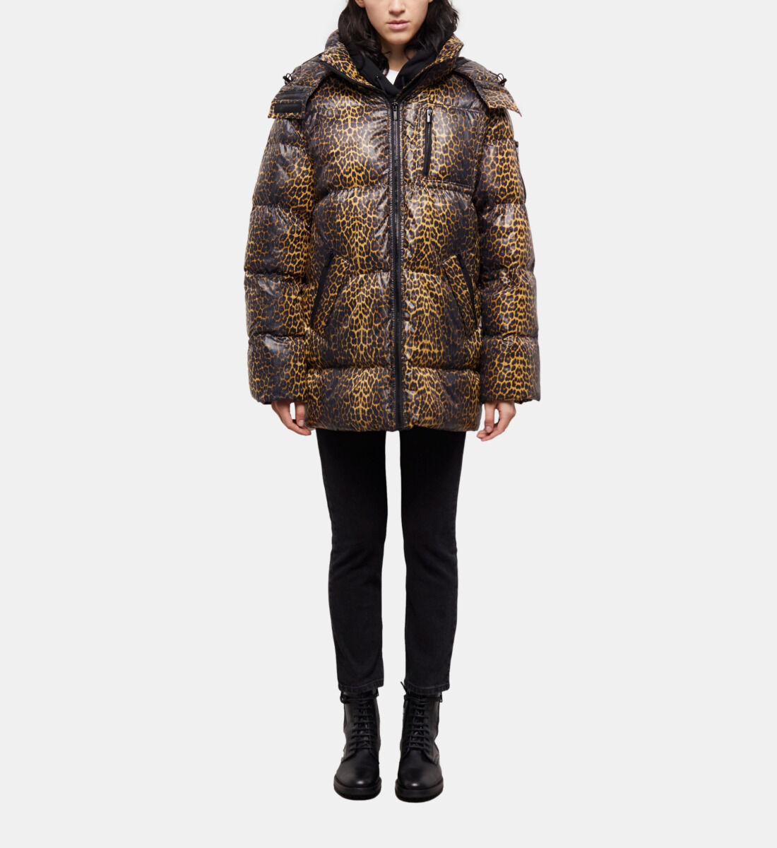 Leopard print down jacket shop