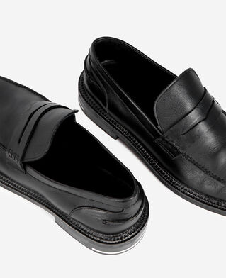 The Kooples H BLACK black leather penny loafers