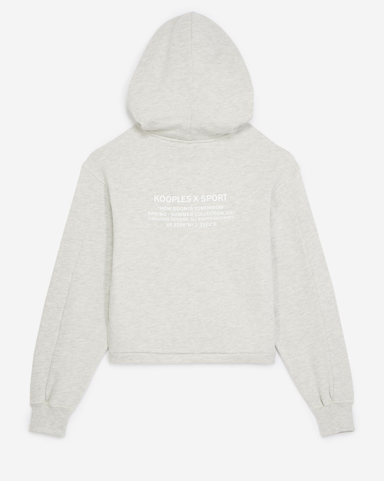 The Kooples MUJER LIGHT GREY MELANGE sudadera gris capucha bolsillo canguro