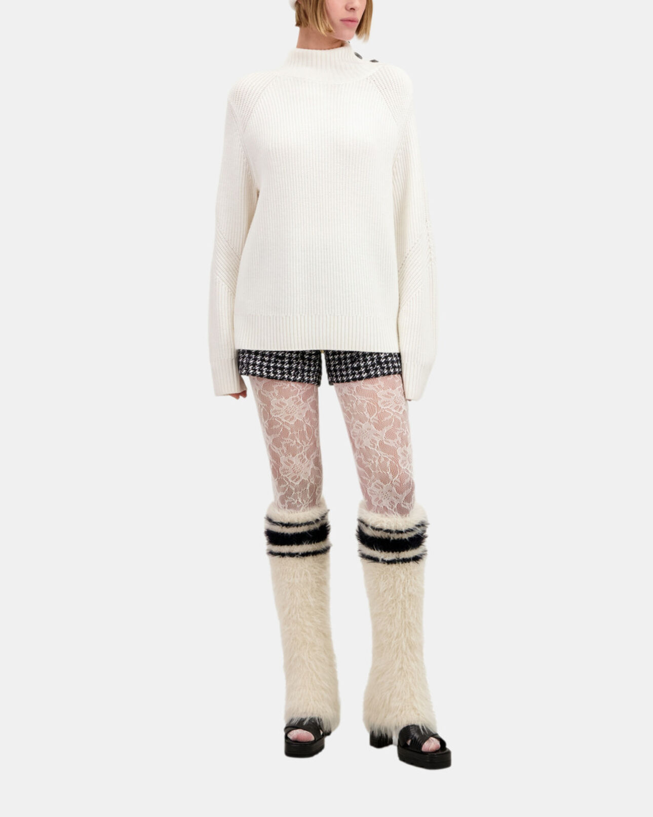 The Kooples WOMEN ECRU ecru wool sweater with bijou buttons