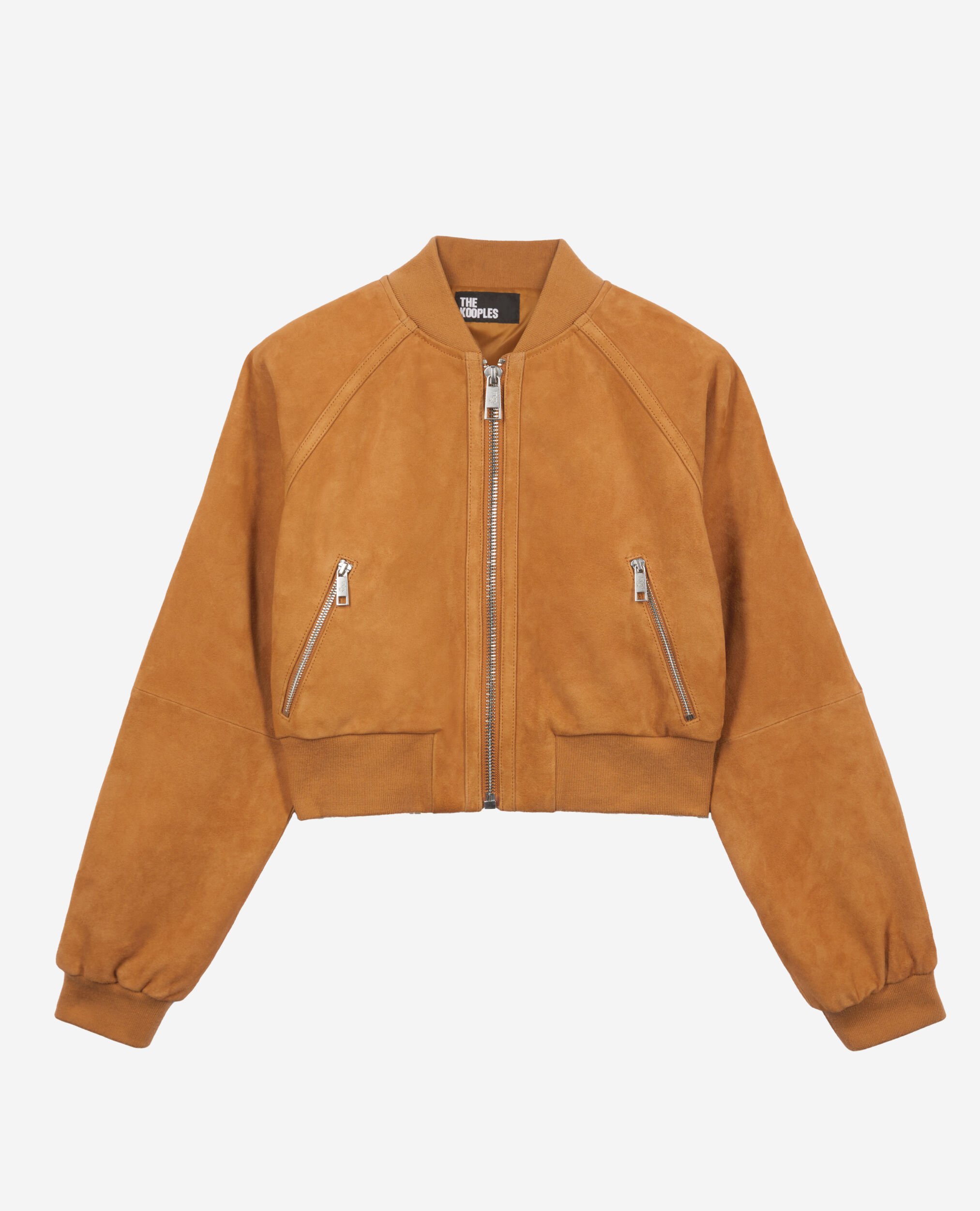 Camel suede leather jacket, CAMEL, hi-res image number null