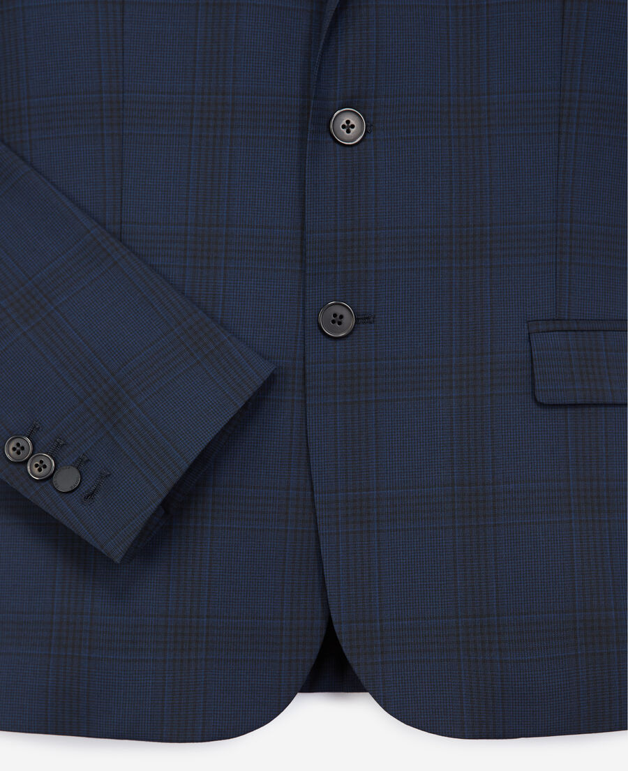 veste laine bleu marine à carreaux
