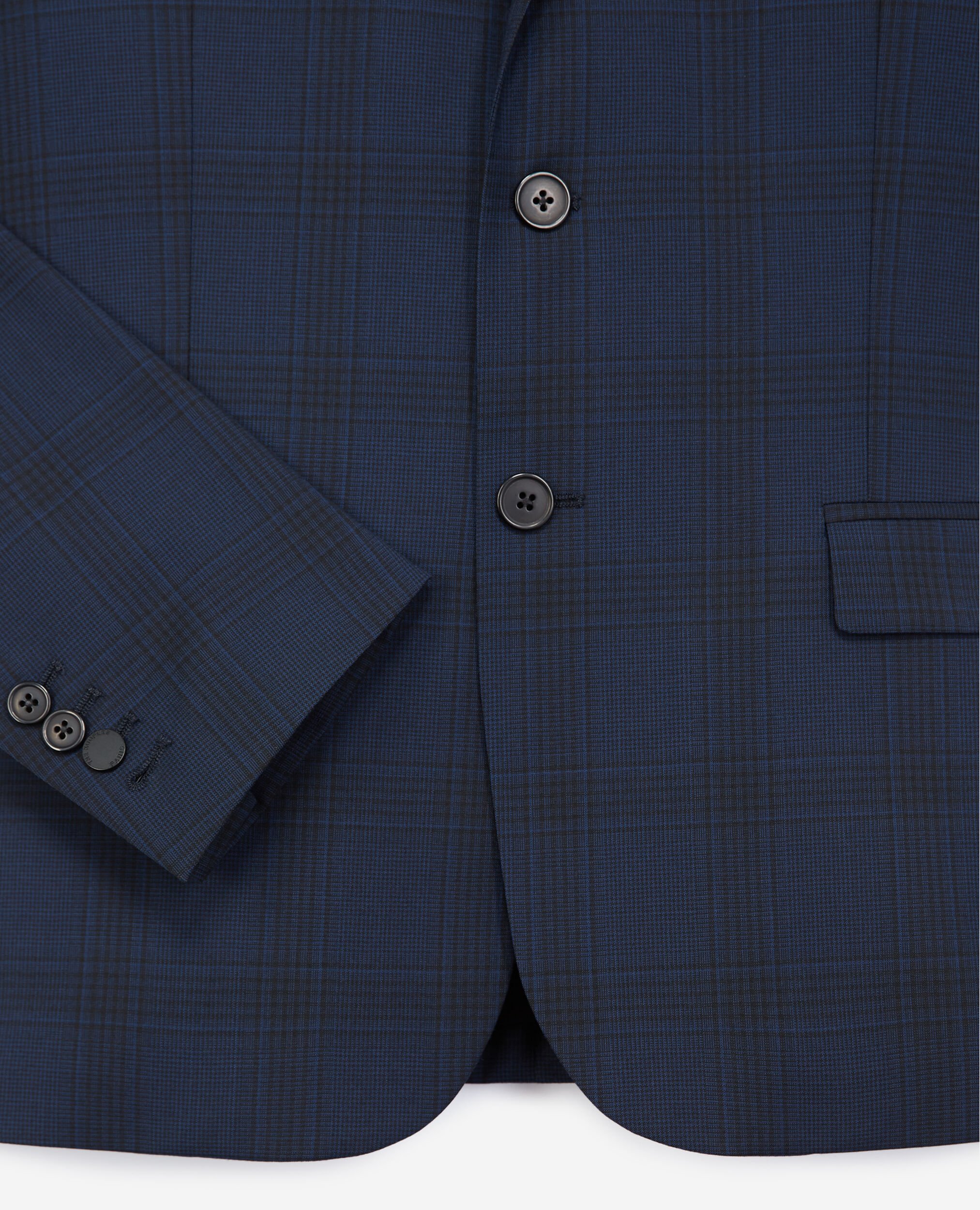 Veste laine bleu marine à carreaux, NAVY, hi-res image number null