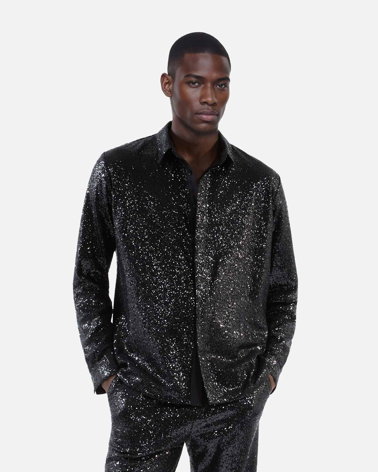 The Kooples HOMME BLACK chemise à sequins noire