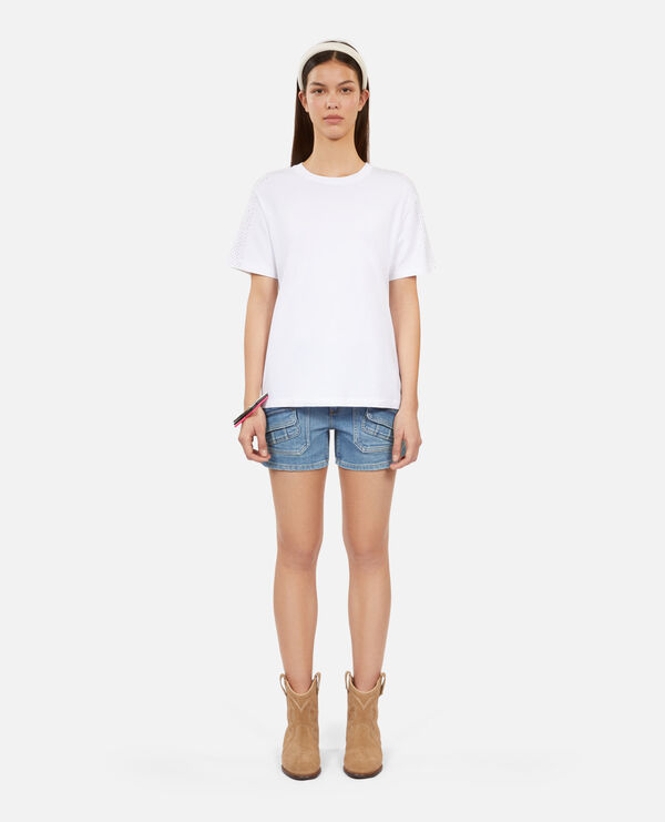 women's white t-shirt with rhinestones
