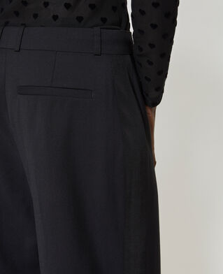 The Kooples WOMEN BLACK wide-leg pants with black wool stripe