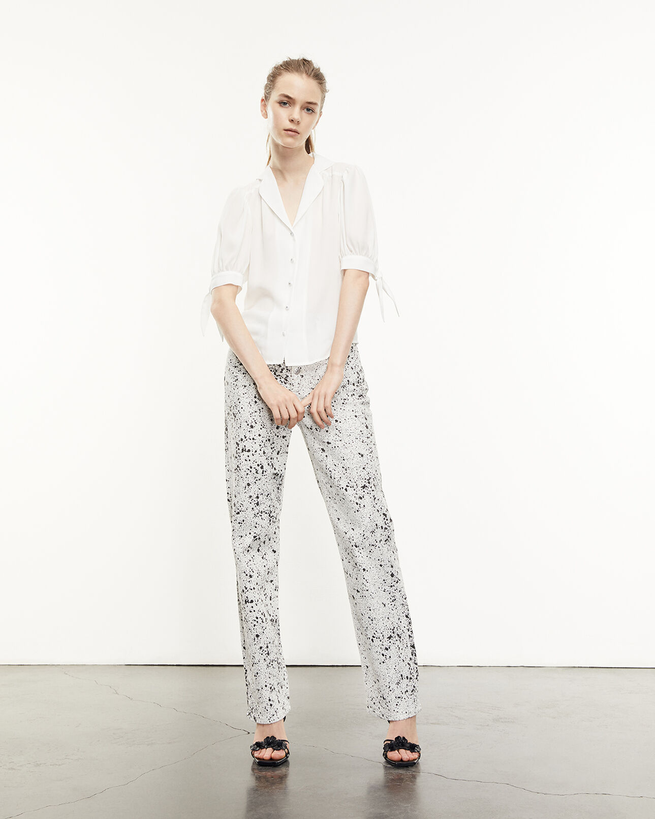 The Kooples WOMEN ECRU short-sleeved ecru shirt with print