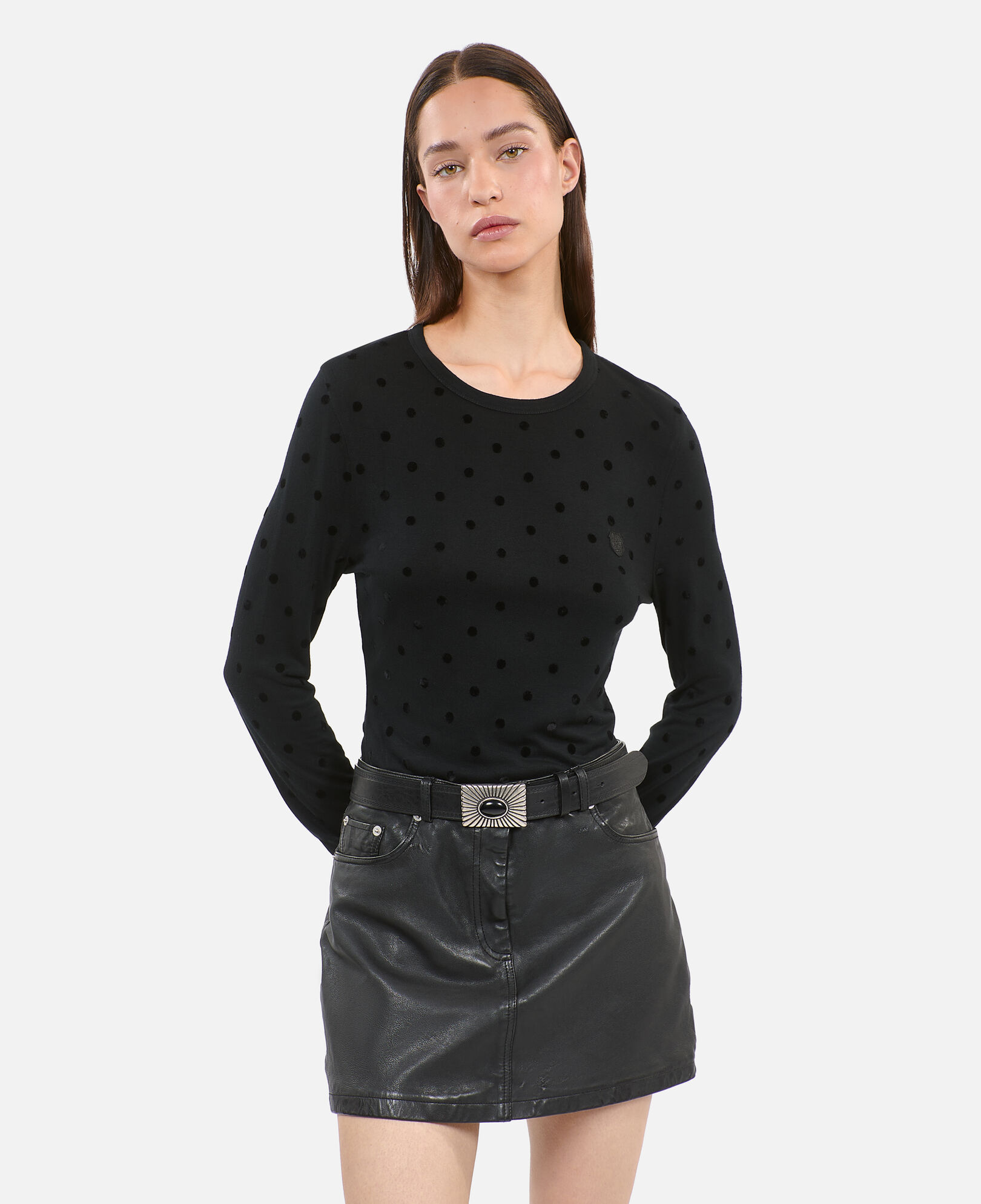 The Kooples WOMEN BLACK black long-sleeved t-shirt