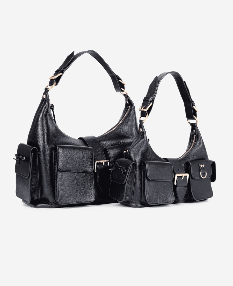 The Kooples FEMME BLACK sac amelia en cuir grain&eacute; noir