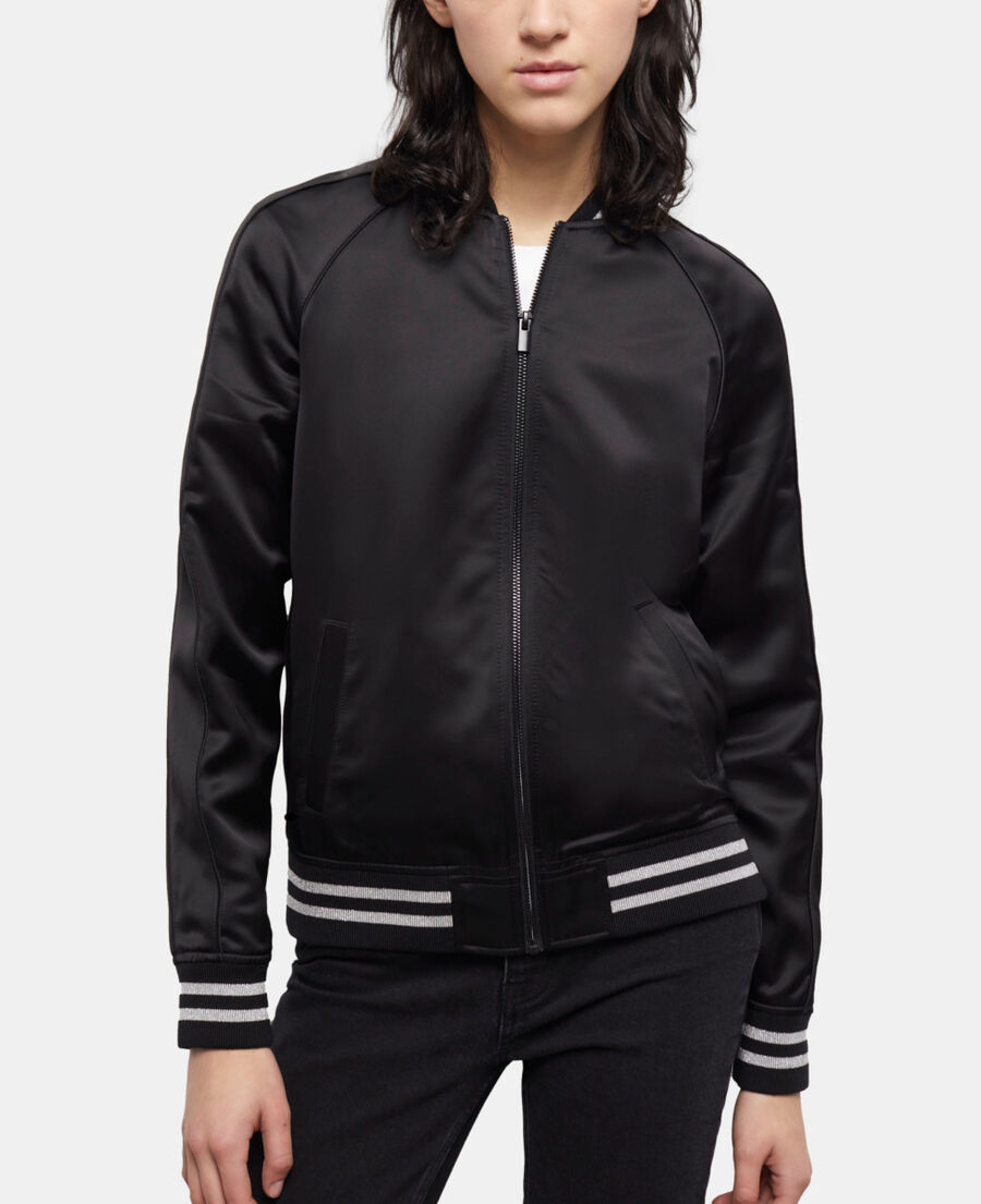 black satin zipped sweatshirt