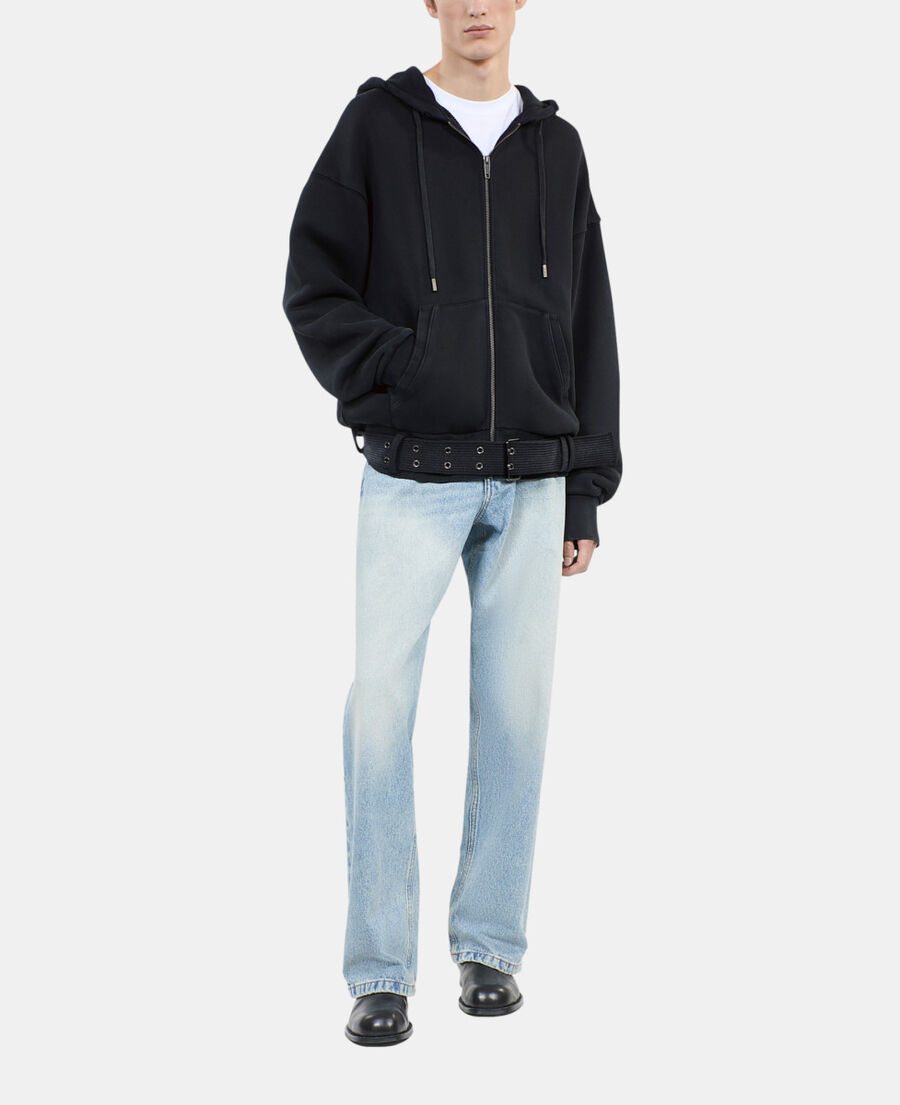 The Kooples HERREN BLACK WASHED schwarzes sweatshirt mit kapuze