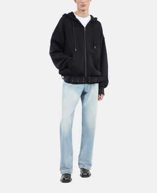 The Kooples HERREN BLACK WASHED schwarzes sweatshirt mit kapuze