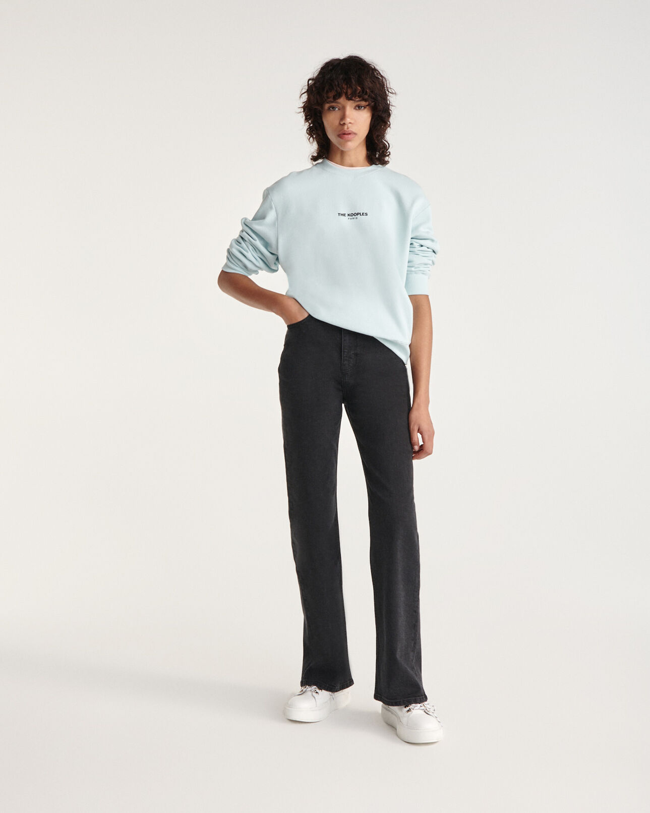 The Kooples FEMME BLUE sweat bleu ciel à logo the kooples