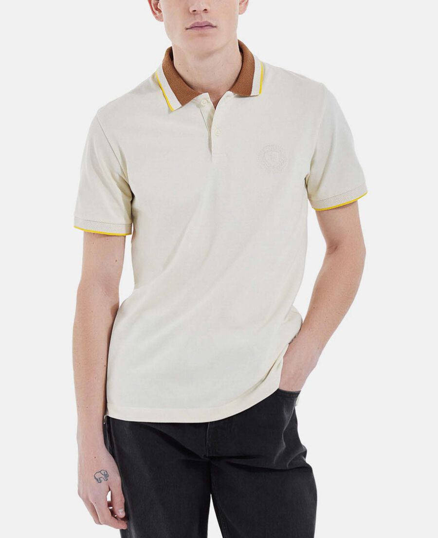camisa polo blanco crudo manga corta punto