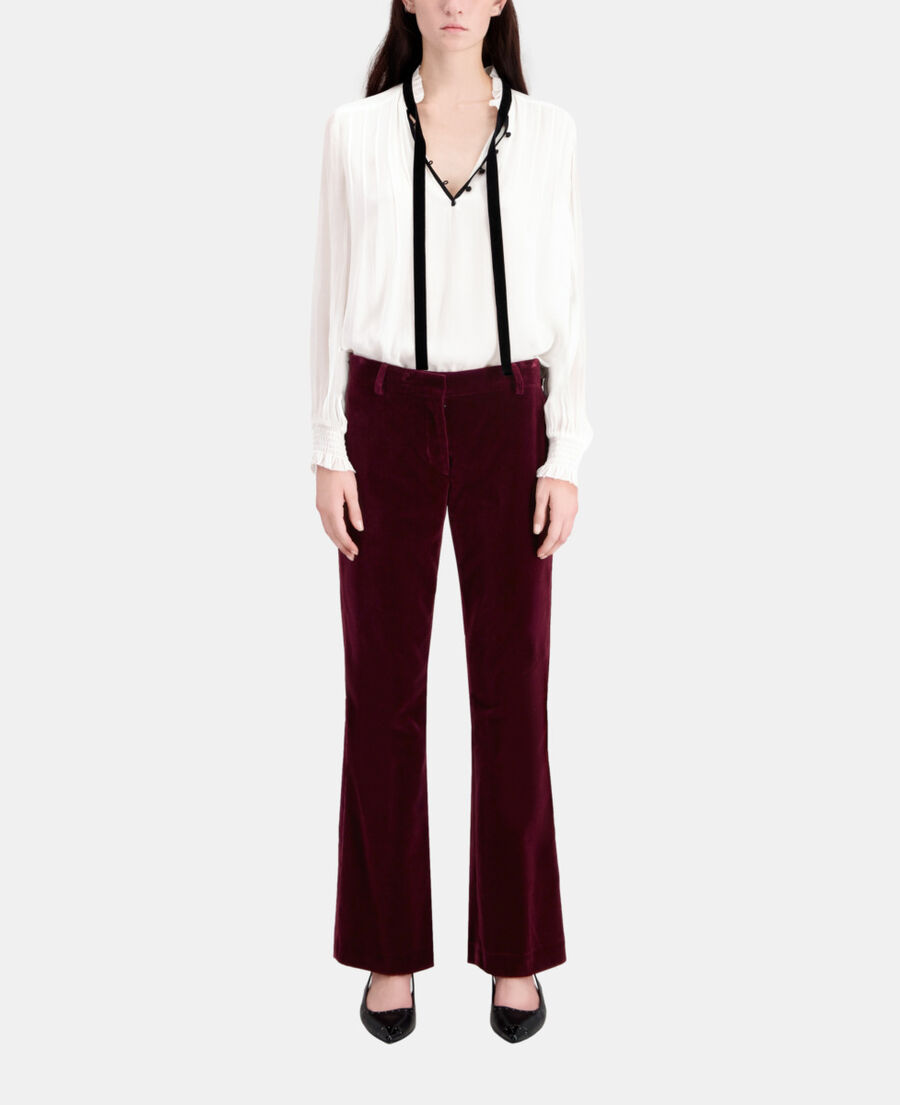 burgundy velvet suit trousers