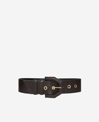 The Kooples FEMME BROWN ceinture large en cuir marron