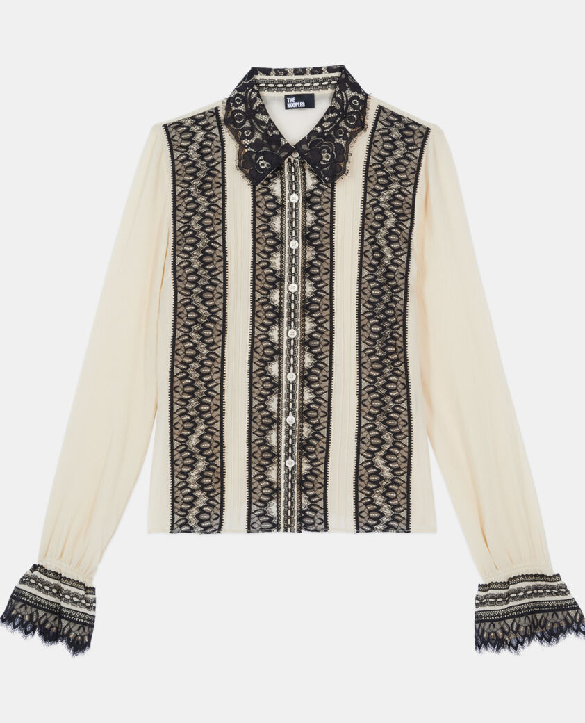 The Kooples FEMME ECRU chemise en soie écrue