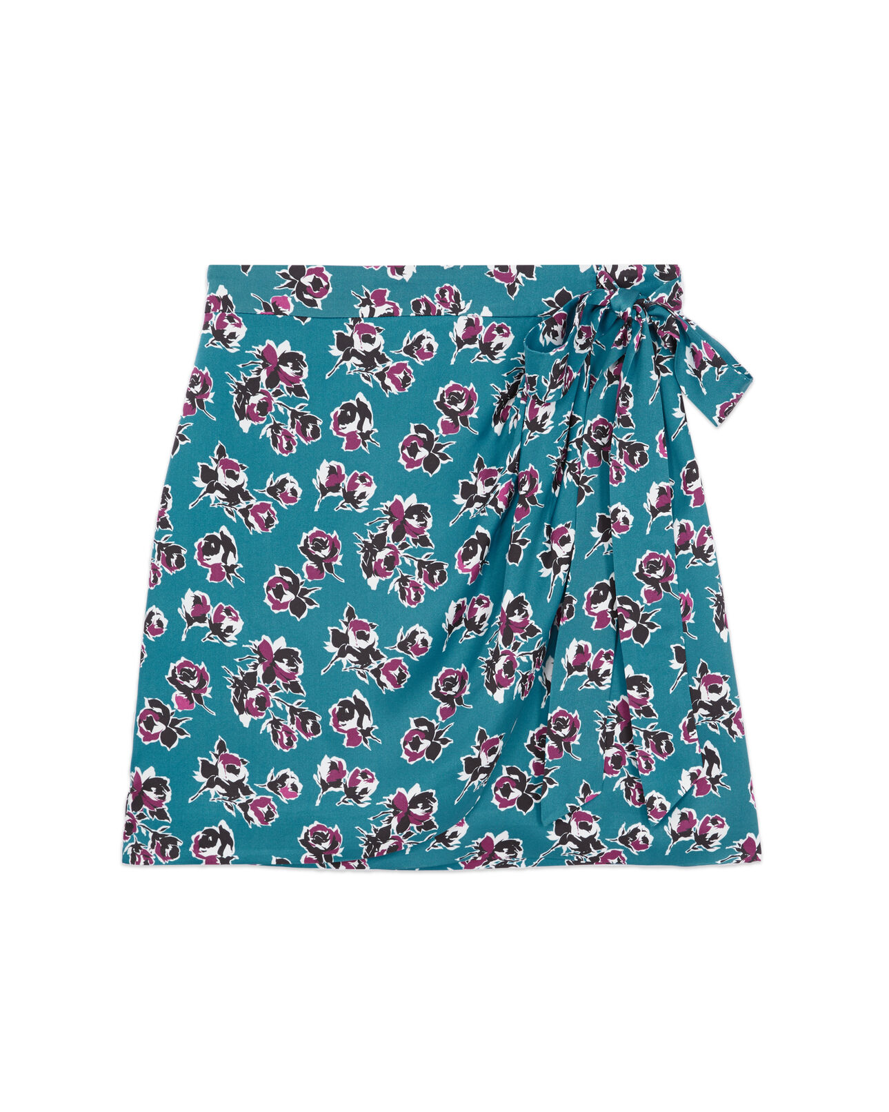 The Kooples FEMME PINK - BLUE jupe portefeuille courte imprimée