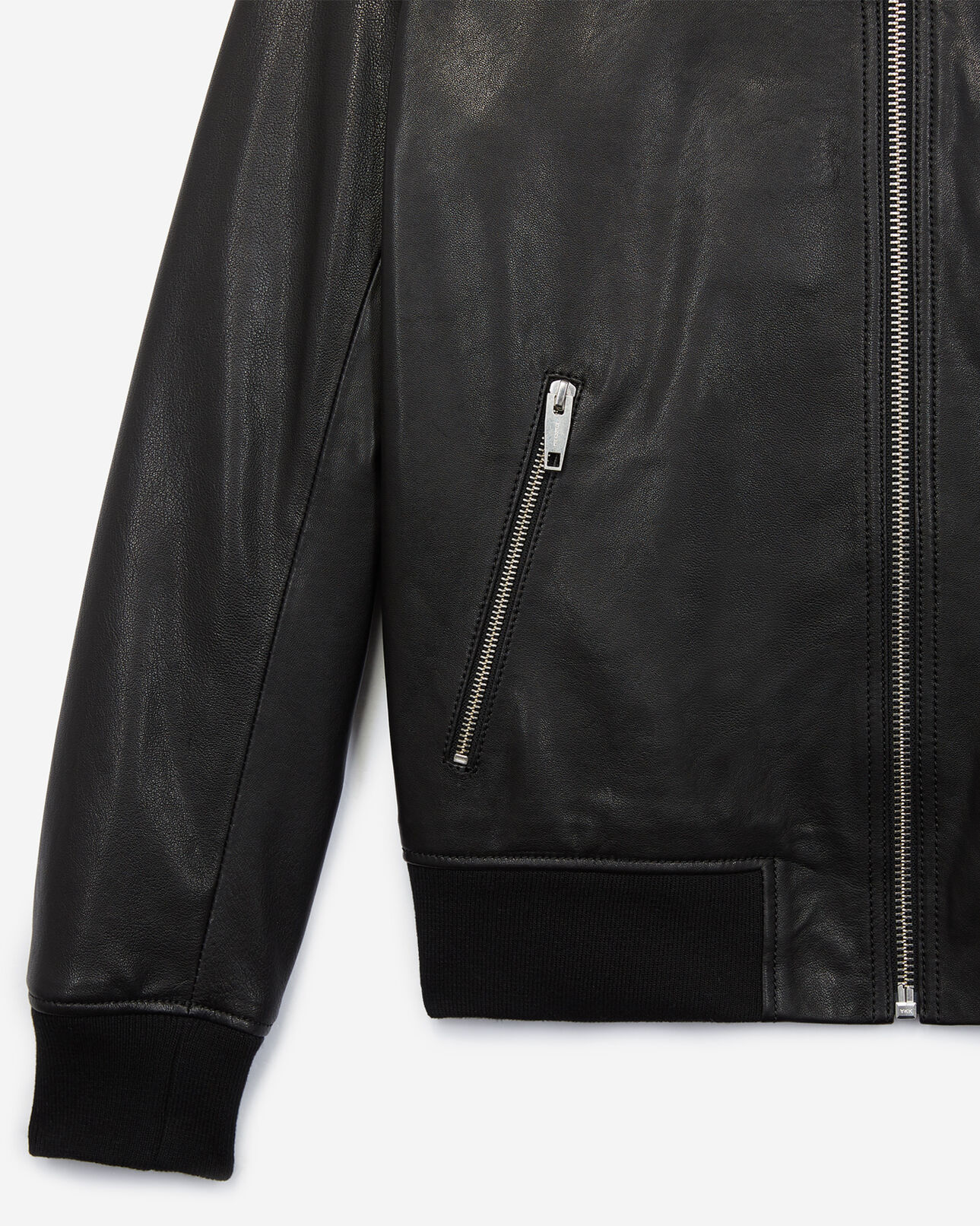 The Kooples MEN BLACK black leather jacket with classic collar