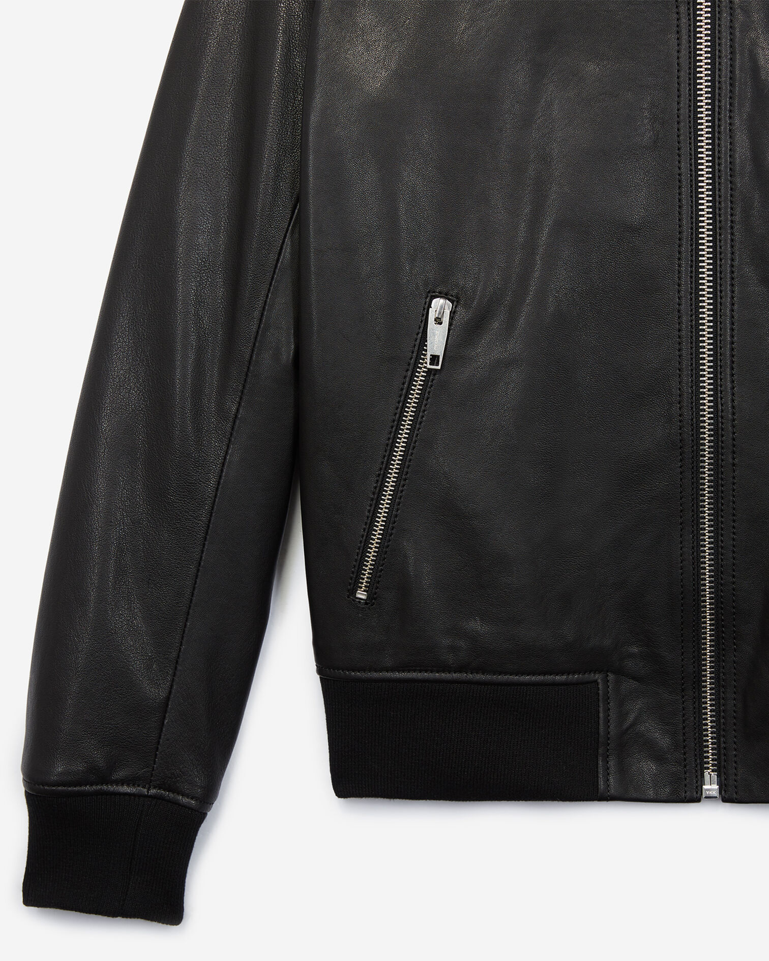 Black leather jacket with classic collar, BLACK, hi-res image number null