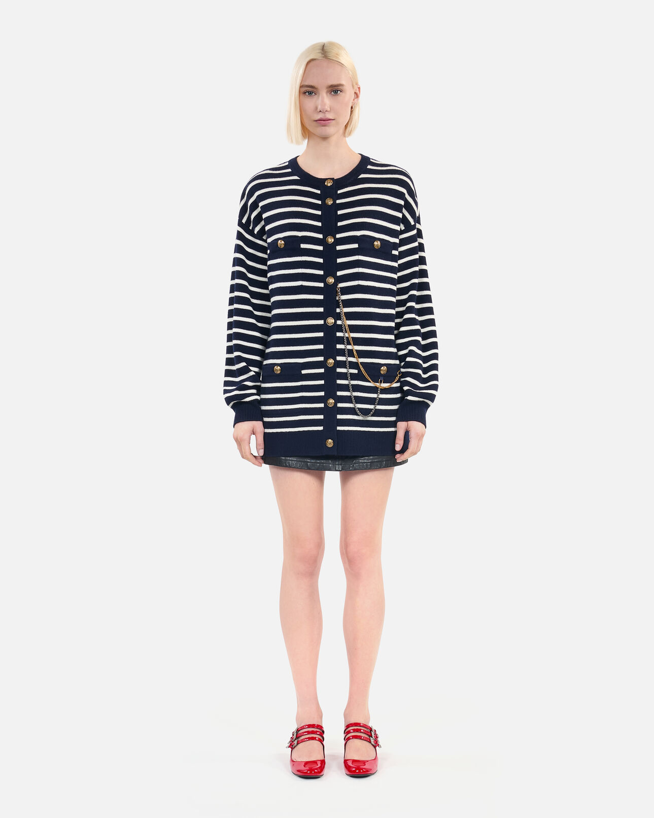 The Kooples DAMEN WHITE / BLUE strickjacke aus wolle mit streifen