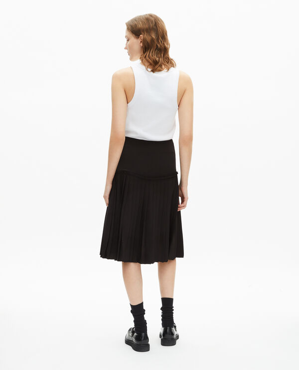 The Kooples FEMME BLACK jupe midi plissée noire