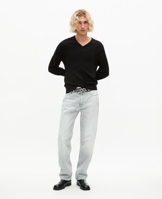 The Kooples MEN BLACK black merino wool v-neck sweater