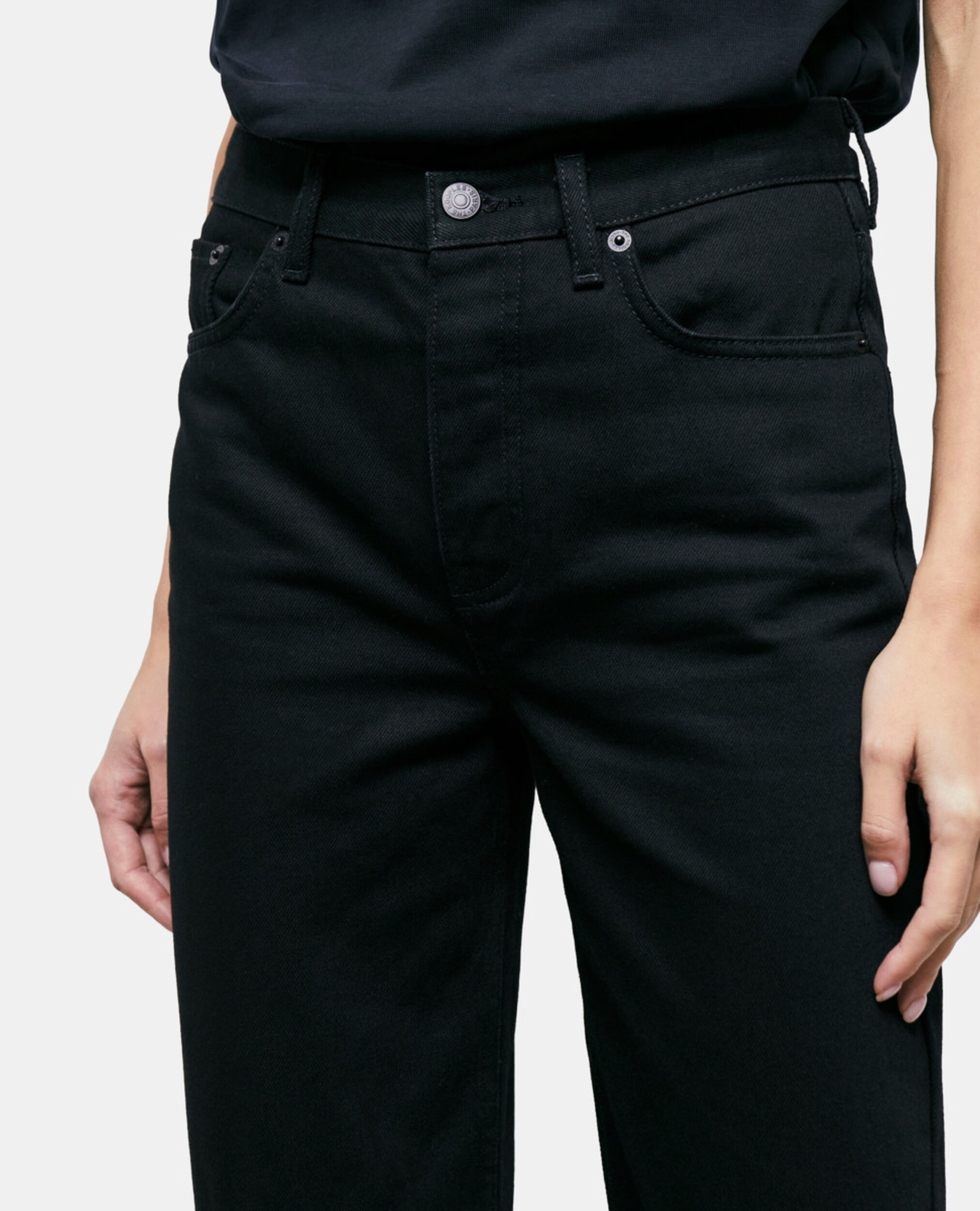 Black straight-cut jeans, BLACK, hi-res image number null