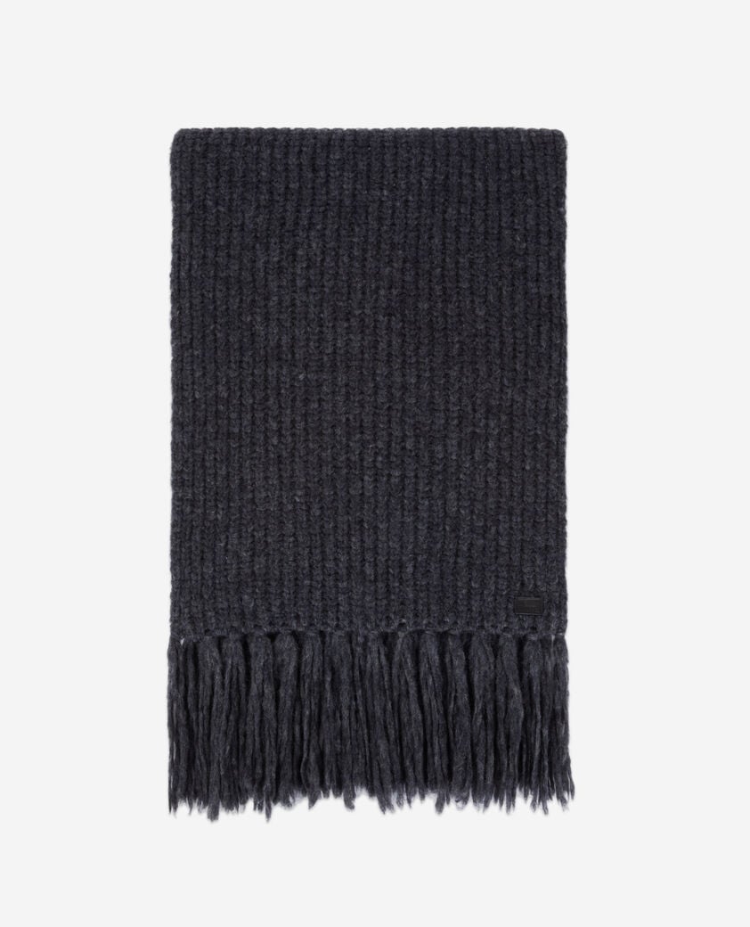 The Kooples F ANTHRACITE MELANGE grey ribbed wool-blend scarf
