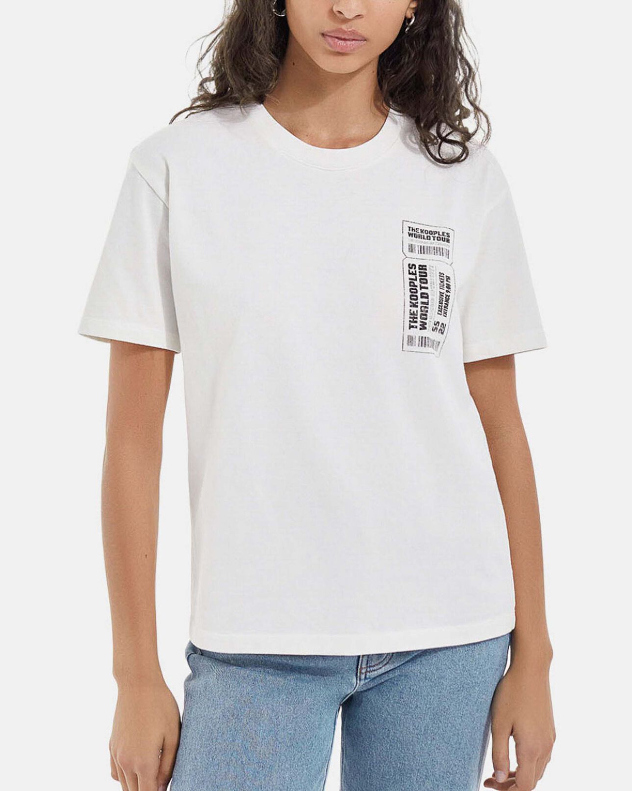 The Kooples FEMME ECRU t-shirt écru coton à motif concert