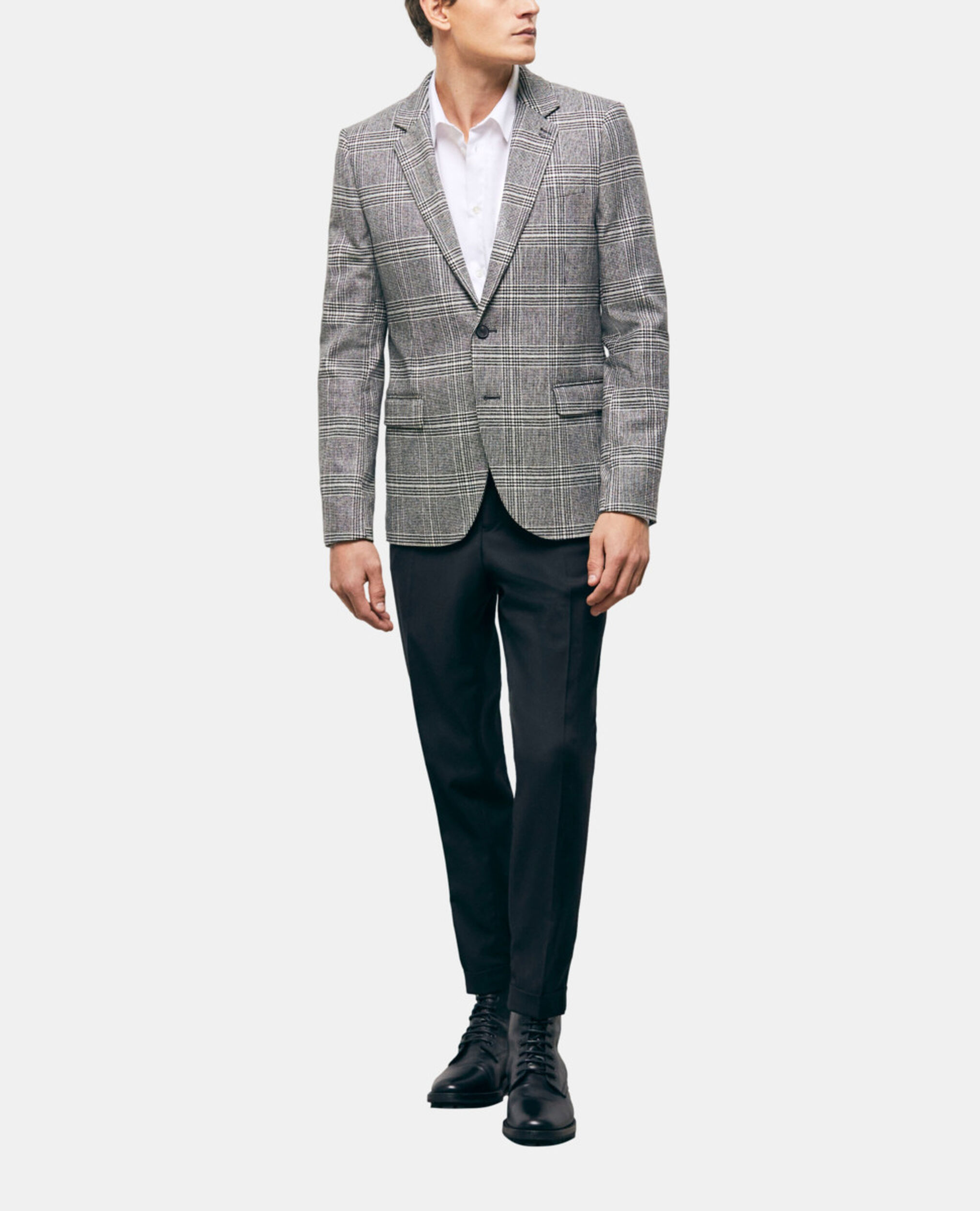 Wool suit jacket with check motif, BLACK WHITE, hi-res image number null