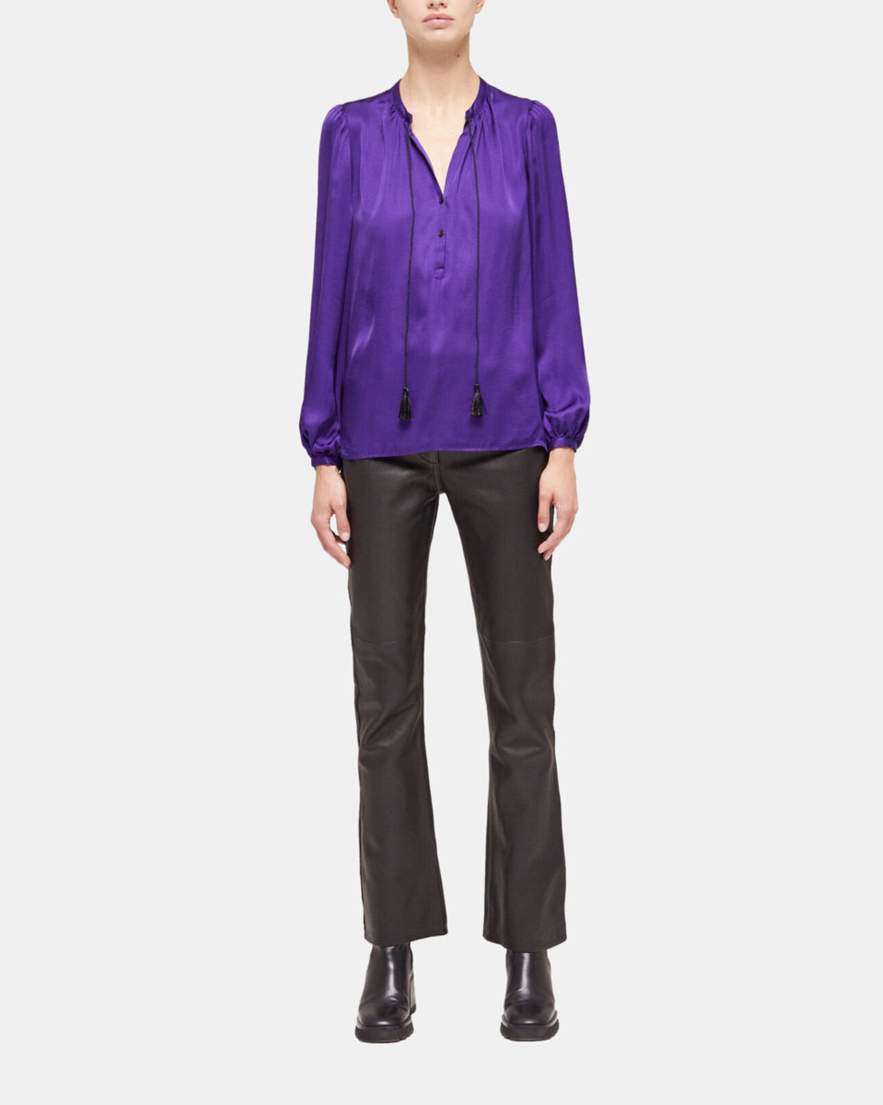 The Kooples WOMEN PURPLE purple shirt with puffed sleeves