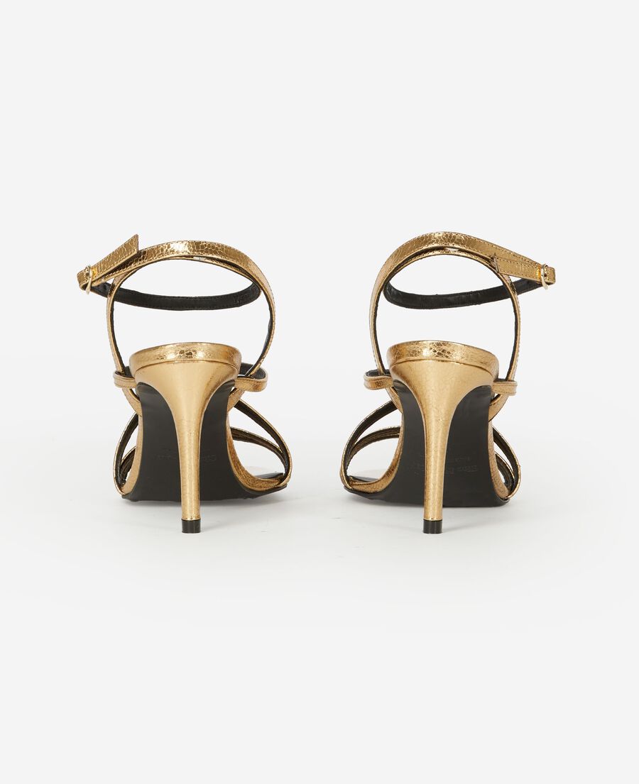 The Kooples WOMEN SHINY GOLD gold leather heeled sandals
