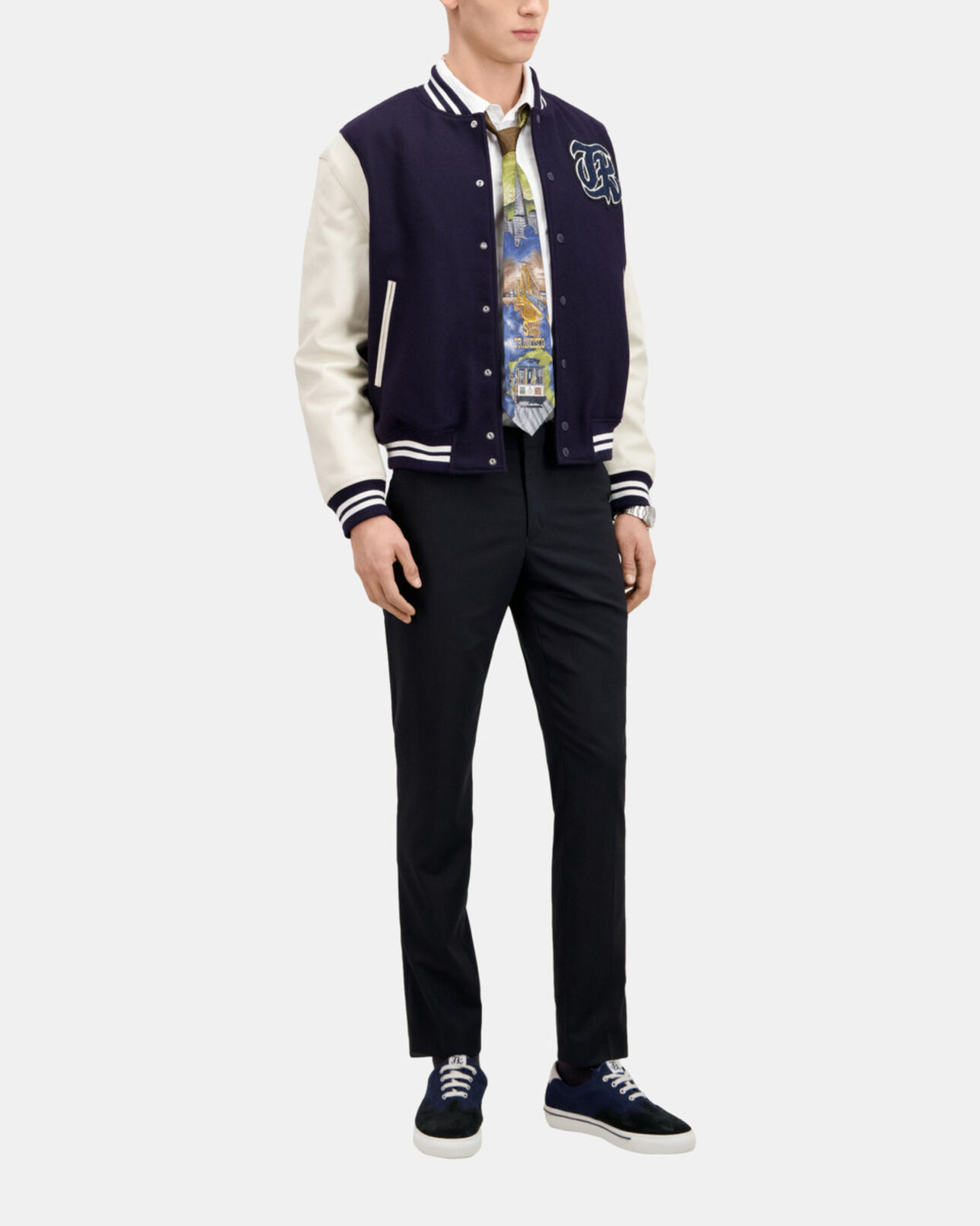 The Kooples HOMME NAVY blouson teddy avec patch bleu marine