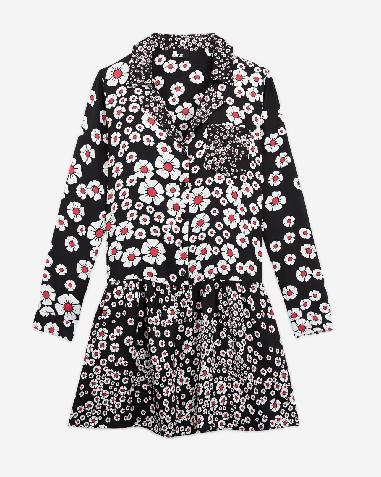 The Kooples WOMEN BLACK / PINK floral shirt dress