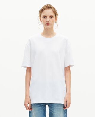 The Kooples H WHITE mixed t-shirt, straight, plain white
