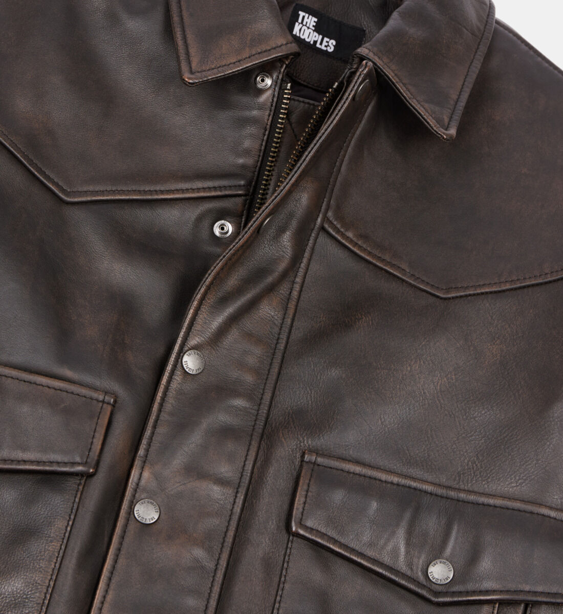 Brown leather jacket | The Kooples US