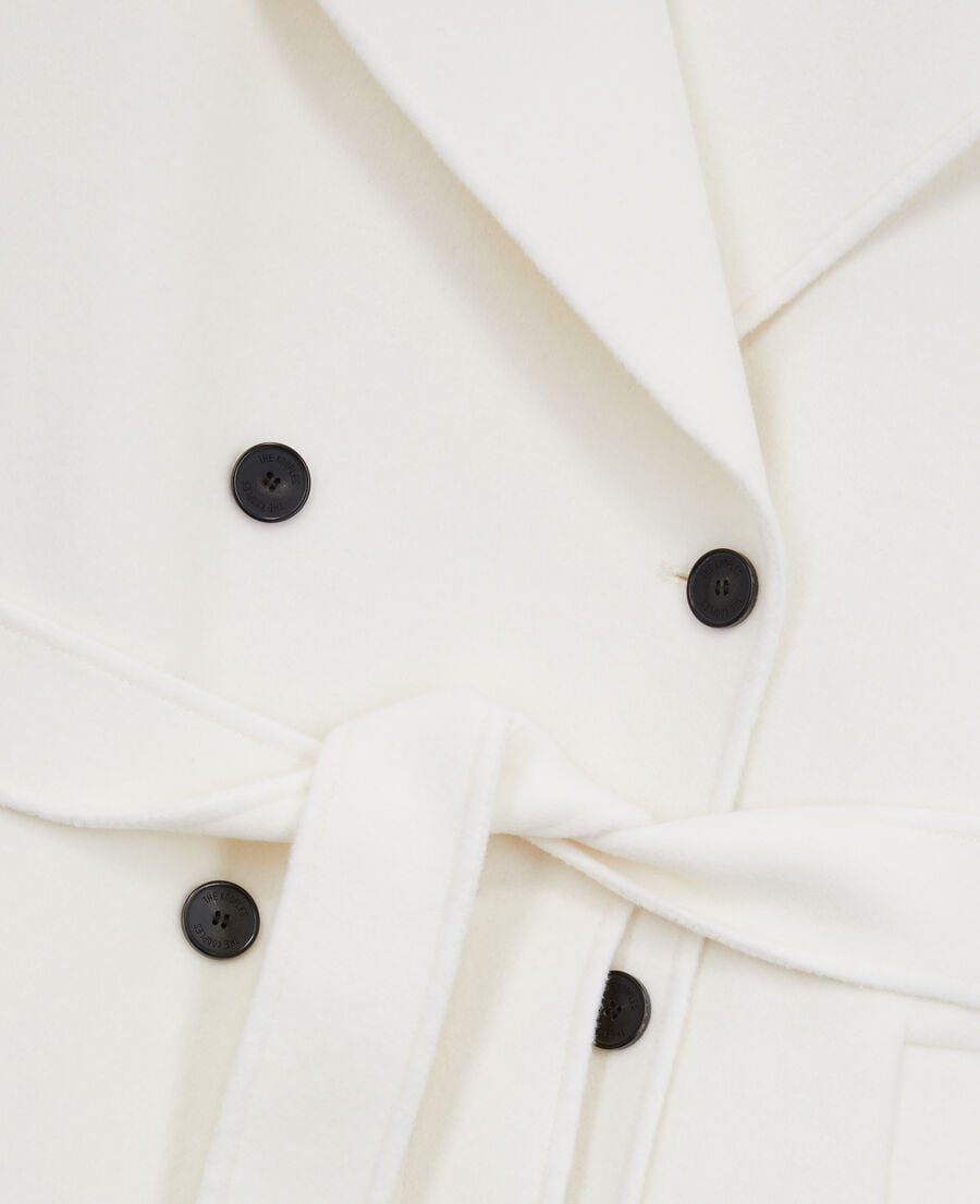 The Kooples MUJER ECRU abrigo largo de lana color crudo