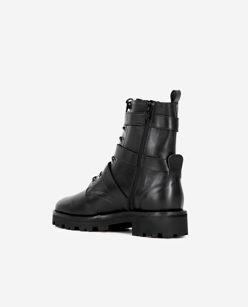 The Kooples WOMEN BLACK black leather ranger ankle boots