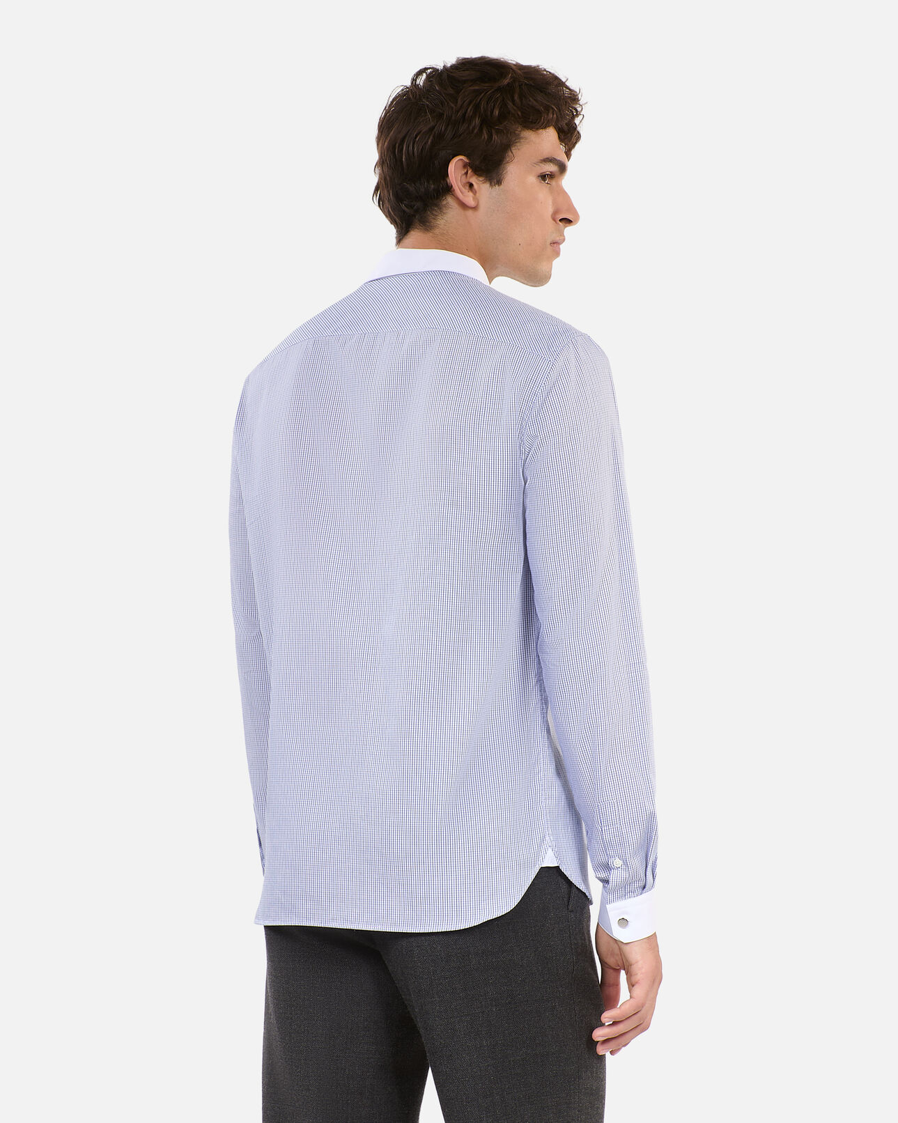 The Kooples MEN WHITE / BLUE blue and white checked formal shirt