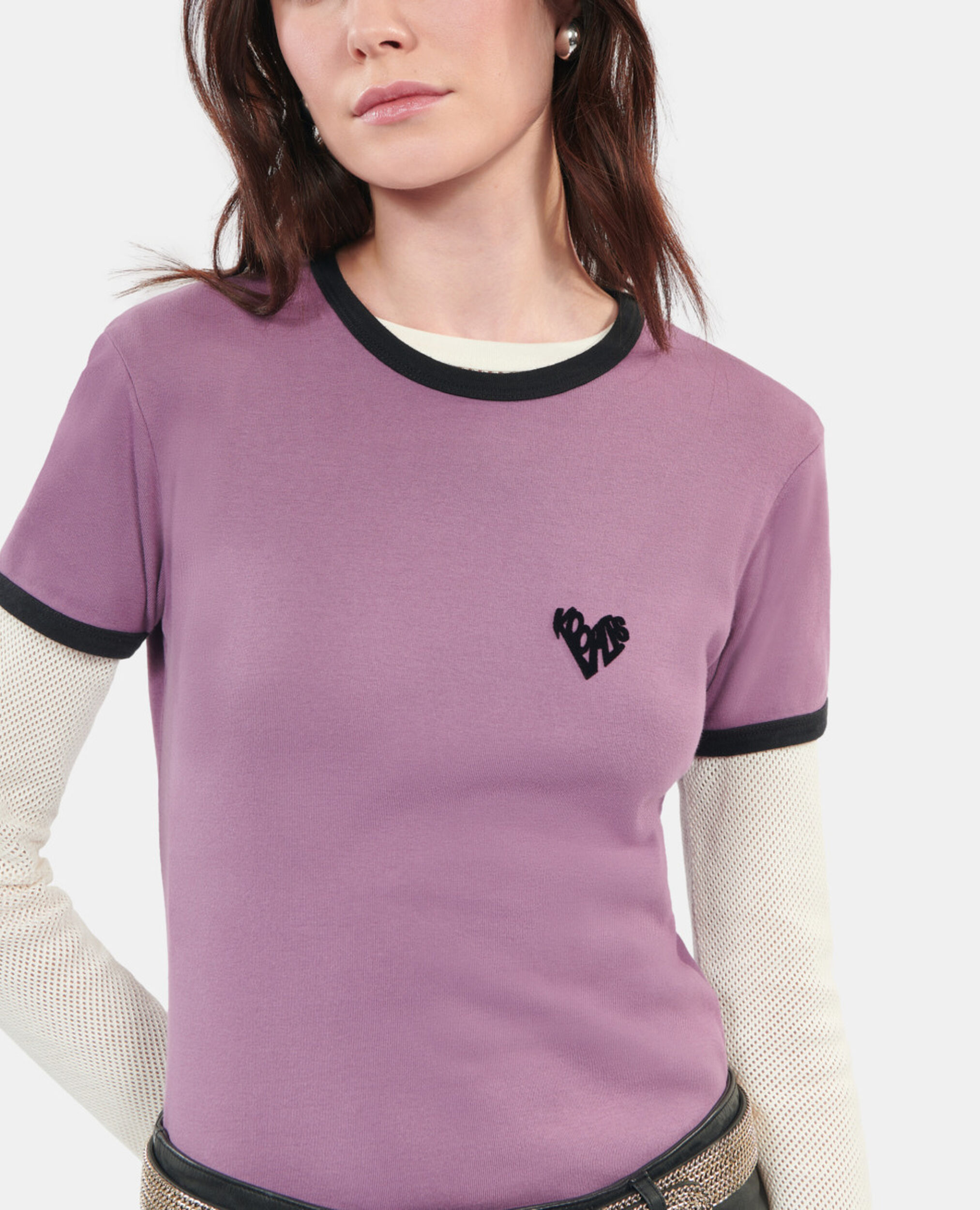 Purple Kooples heart t-shirt, PRUNE, hi-res image number null
