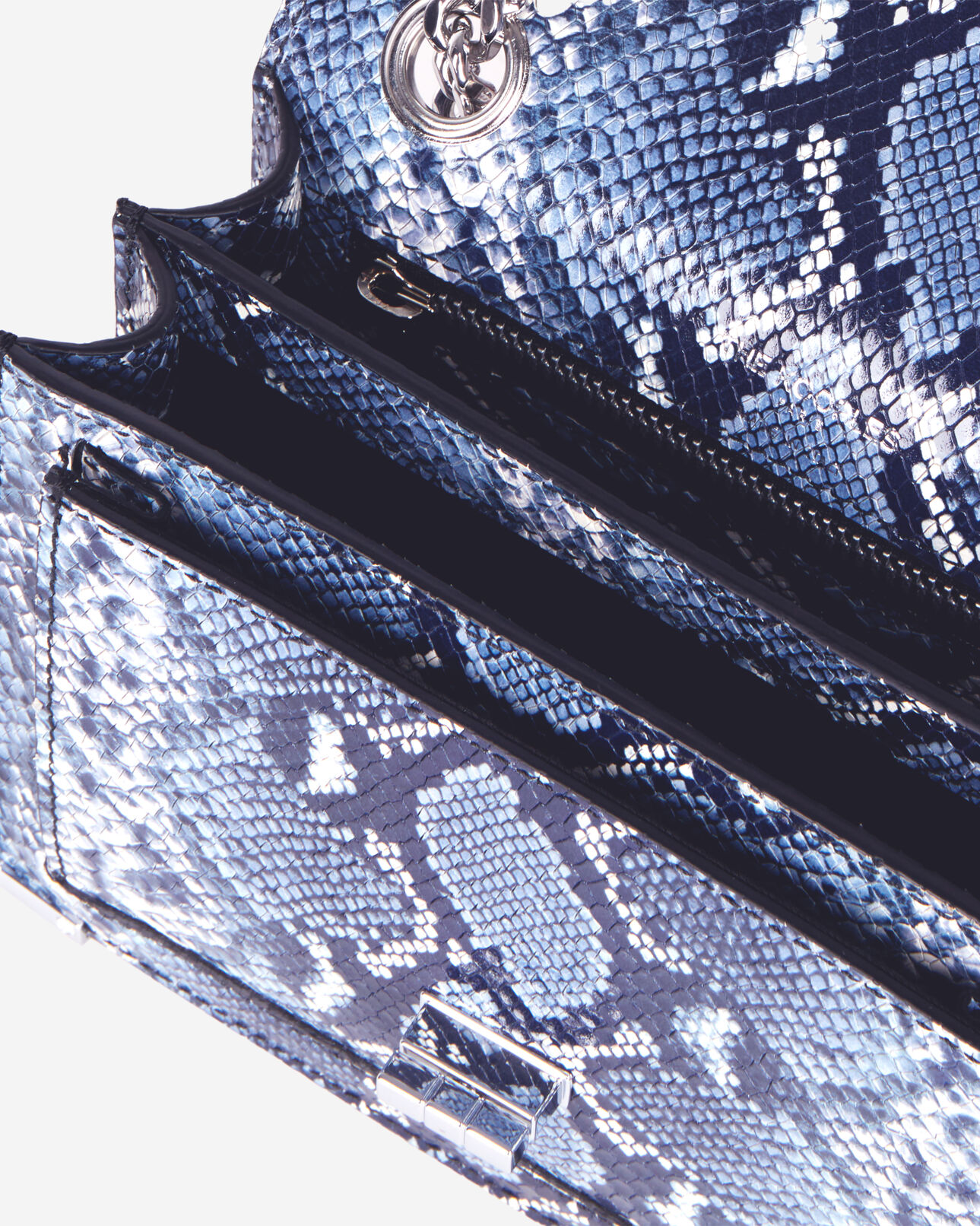 The Kooples FEMME NAVY sac emily chaîne en cuir effet python bleu