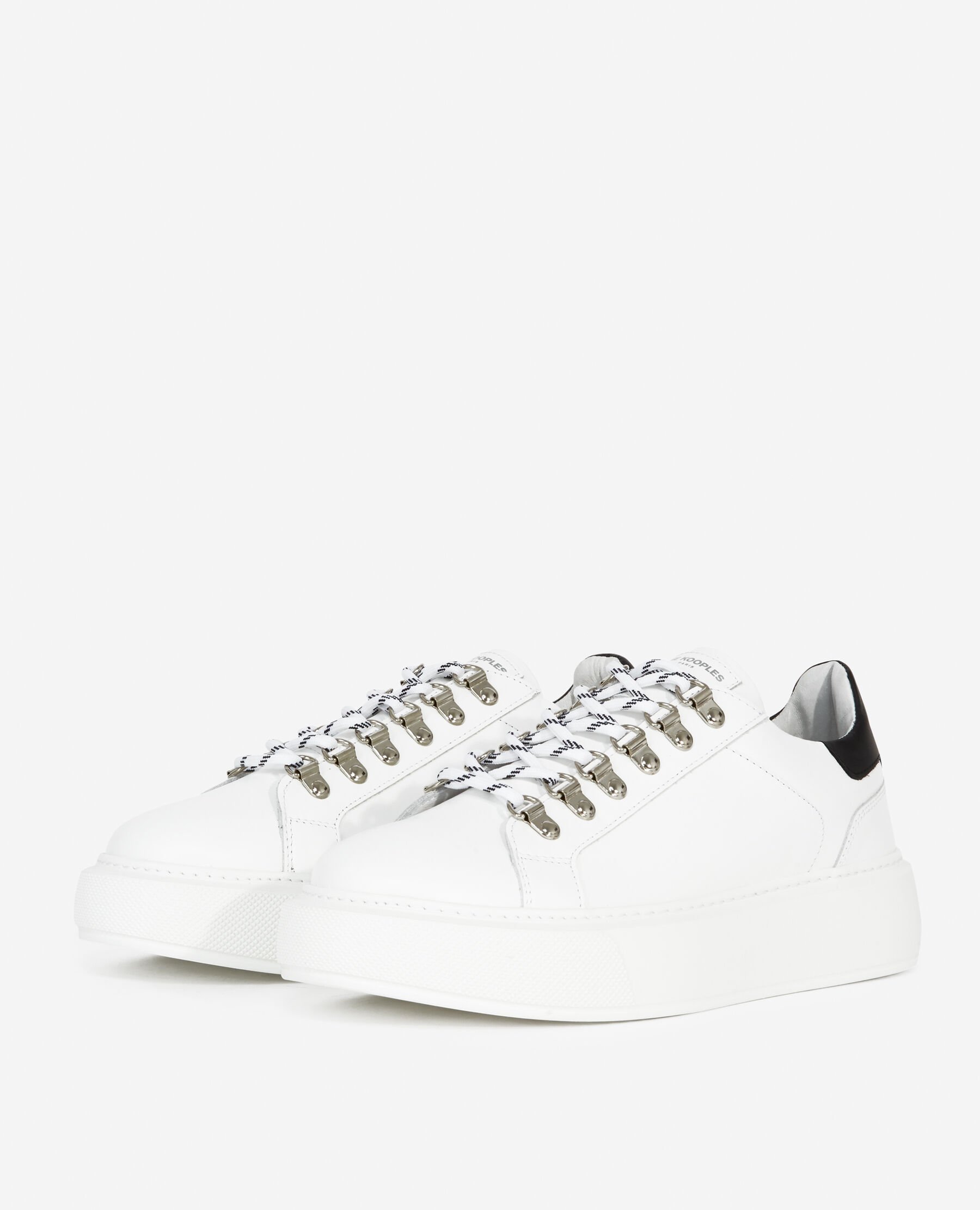 White smooth leather sneakers with detail The Kooples