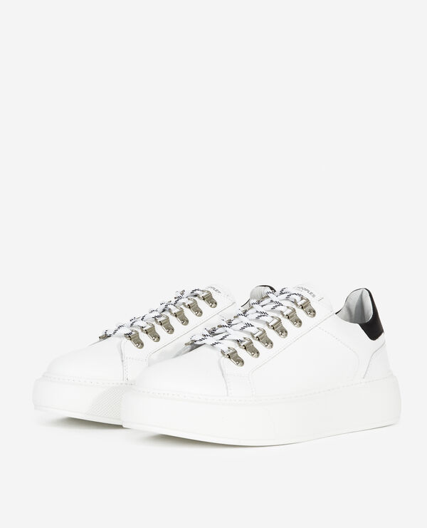 white smooth leather sneakers with detail