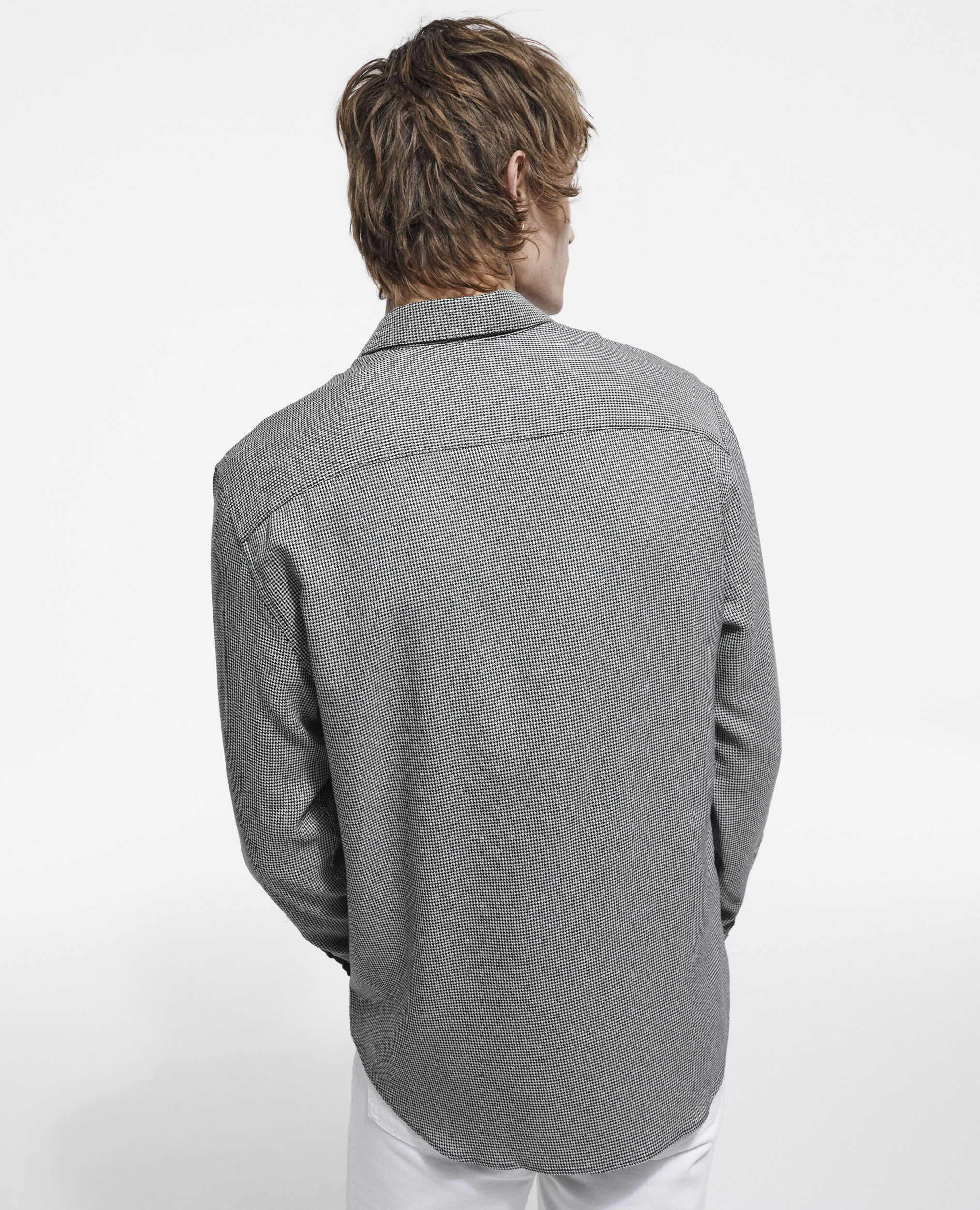 Printed shirt with classic collar, BLACK WHITE, hi-res image number null