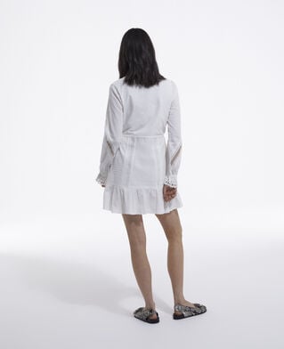 The Kooples WOMEN OFF WHITE short white light dress with embroidery