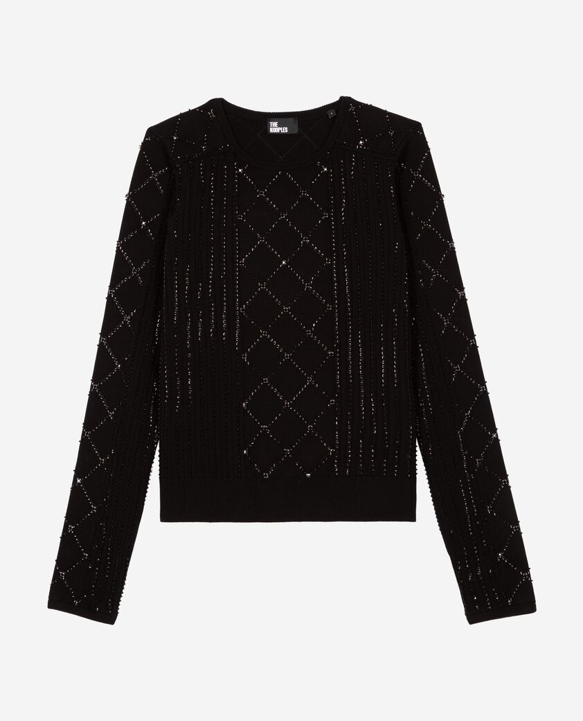 The Kooples FEMME BLACK pull avec strass et perles noir