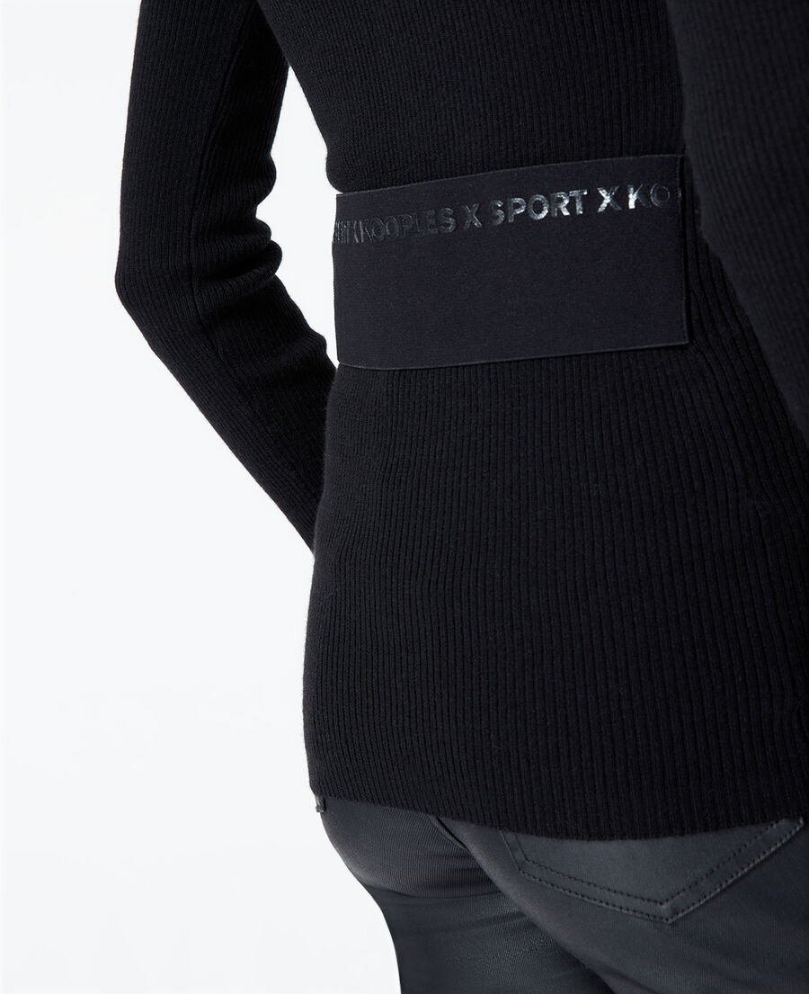 fitted black merino wool sweater